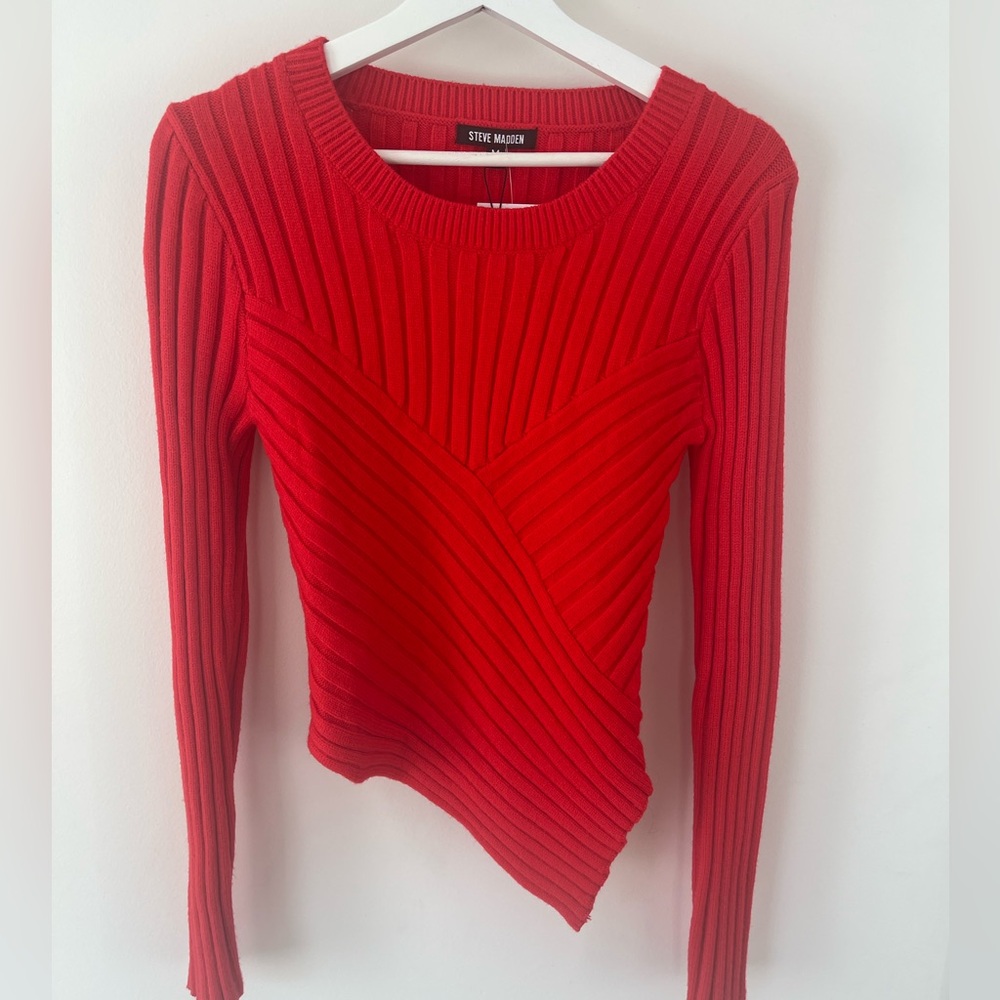 Steve Madden Red Ribbed Sweater